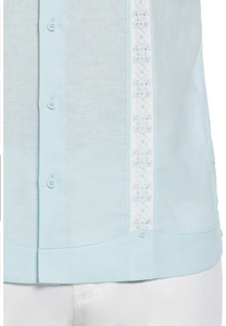 Linen Blend Embroidered Panel Shirt