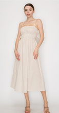 Load image into Gallery viewer, Side Tie Gathered Midi Dress