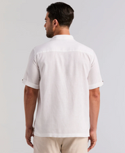 Load image into Gallery viewer, CUBAVERA LINEN BLEND BORDER PALM EMBROIDERED SHIRT