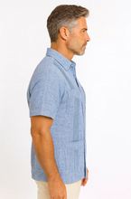 Load image into Gallery viewer, Men’s Wrinkle-Free Linen Blend Short Sleeve Guayabera