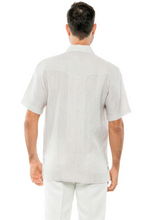 Load image into Gallery viewer, Men's Yarn Dye 100% Linen Guayabera Shirt Short Sleeve 2 Pocket Design