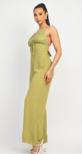 Load image into Gallery viewer, Lace Trim Crossed Back Jumpsuit