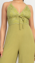 Load image into Gallery viewer, Lace Trim Crossed Back Jumpsuit