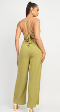 Load image into Gallery viewer, Lace Trim Crossed Back Jumpsuit