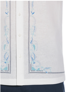 Linen Blend L-Shape Embroidered Shirt