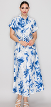 Load image into Gallery viewer, Belted Cuff Sleeves Floral Dress
