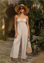 Load image into Gallery viewer, Seaside Stripe Strapless Wide-leg Jumpsuit
