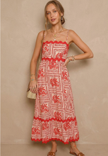 Load image into Gallery viewer, Scallop Trim Printed Maxi Dress

