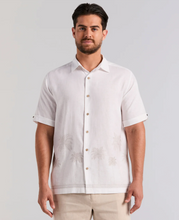 Load image into Gallery viewer, CUBAVERA LINEN BLEND BORDER PALM EMBROIDERED SHIRT

