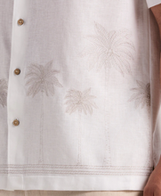 Load image into Gallery viewer, CUBAVERA LINEN BLEND BORDER PALM EMBROIDERED SHIRT
