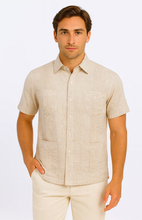 Load image into Gallery viewer, Men’s Wrinkle-Free Linen Blend Short Sleeve Guayabera
