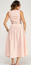 Load image into Gallery viewer, Sleeveless Ruched Crop Top with Buttoned Midi Skirt Set
