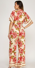Load image into Gallery viewer, Scarf Print Flutter Sleeve Knot Front Top with Pants Set
