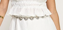 Load image into Gallery viewer, Plisse Knit Halter Top and Skirt Set with Seashell Metal Belt
