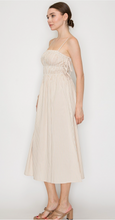 Load image into Gallery viewer, Side Tie Gathered Midi Dress
