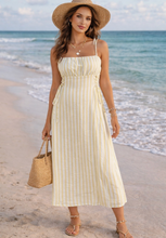 Load image into Gallery viewer, Summer Stripe Smocked Midi Dress
