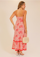 Load image into Gallery viewer, Scallop Trim Printed Maxi Dress
