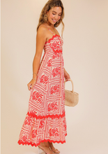 Load image into Gallery viewer, Scallop Trim Printed Maxi Dress
