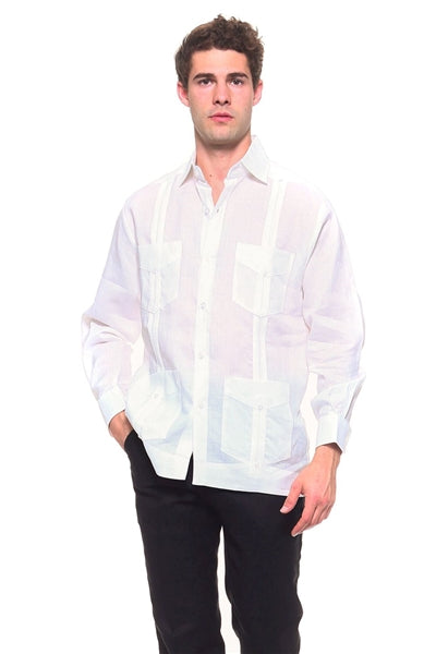 Long Sleeve Linen Guayabera
