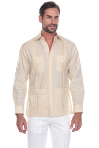Long Sleeve Linen Guayabera