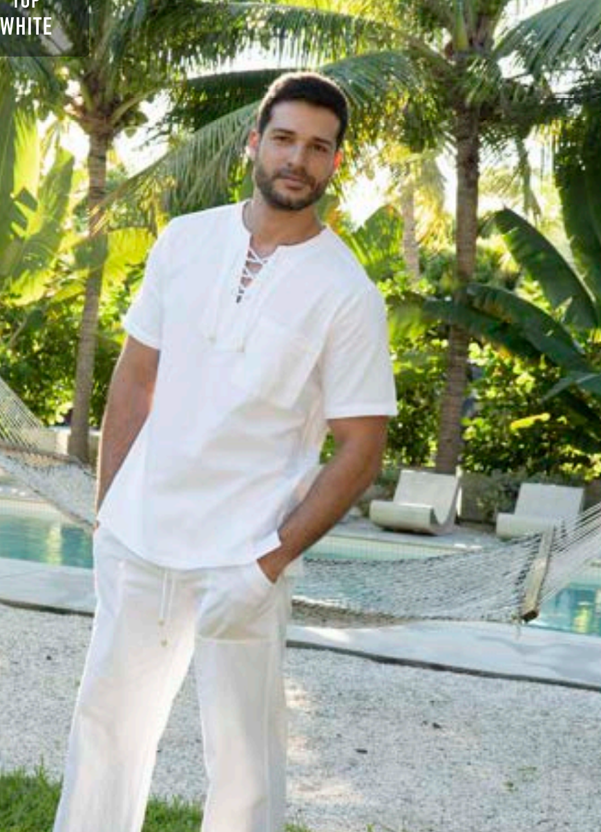 Collarless Short Sleeve Drawstring Shirt