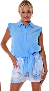 Sleeveless Blouse with Ruffles