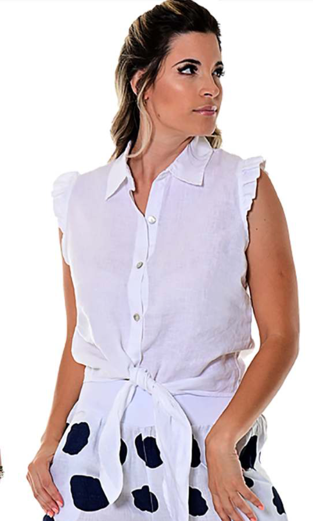 Sleeveless Blouse with Ruffles
